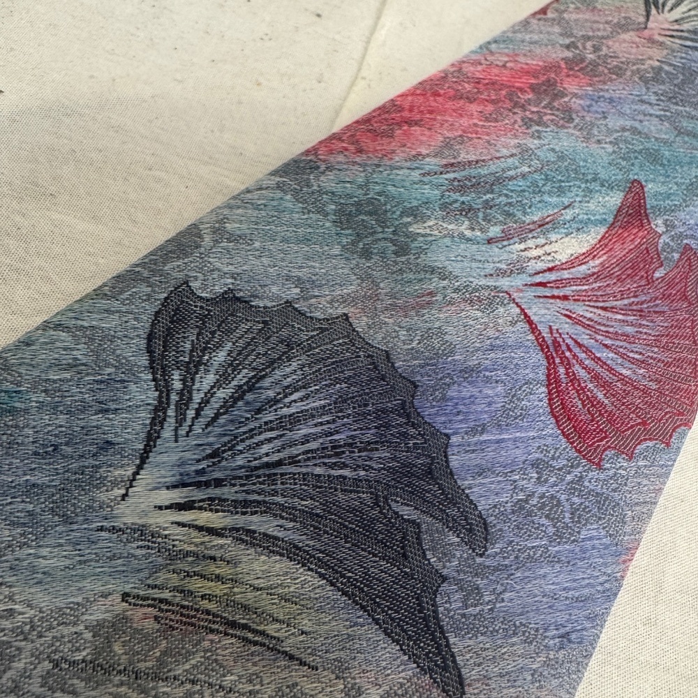 Oscar De La Renta Necktie Mens Abstract Blue Red Polyester Standard Width - Picture 5 of 8